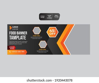 Food social media promotion and discount voucher  web banner design template 