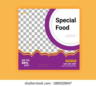 Food social media promotion and instagram banner post design template