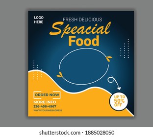 Food Social Media Promotion And Instagram Banner Post Design Template