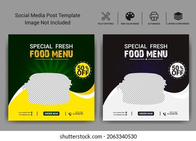 Food social media promotion and web banner post design template