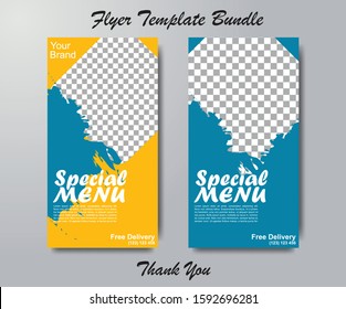 Food social media roll-up banner. Food social media template for restaurant business. Modern social template post banner. Food discount post template.