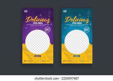 Food social media story post template for food promotion simple banner frame