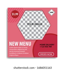 Food social media template. Nice vector graphics for restaurants, cafes, sales promotions etc.