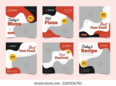 Food social media template set for food promotion banner, vector banner, Square Food Layouts 