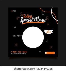 food social media templates. Usable for food flyers, food banners, templates, promo, today food menu. With editable element