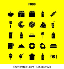 Food  Solid Glyph Icons Set For Infographics, Mobile UX/UI Kit And Print Design. Include: Food, Ice Cream, Meal, Food, Soup, Meal, Food, Collection Modern Infographic Logo and Pictogram. - Vector