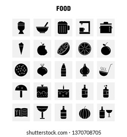 Food  Solid Glyph Icons Set For Infographics, Mobile UX/UI Kit And Print Design. Include: Kettle, Pot, Kitchen, Food, Pot, Collection Modern Infographic Logo and Pictogram. - Vector