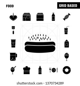 Food  Solid Glyph Icons Set For Infographics, Mobile UX/UI Kit And Print Design. Include: Food, Ice Cream, Meal, Food, Soup, Meal, Food, Collection Modern Infographic Logo and Pictogram. - Vector