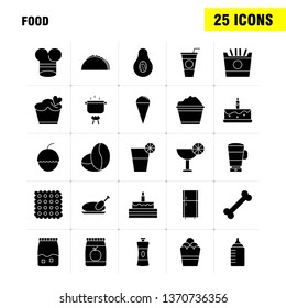 Food  Solid Glyph Icons Set For Infographics, Mobile UX/UI Kit And Print Design. Include: Tea, Coffee, Food, Meal, Pepper, Salt, Food, Meal, Collection Modern Infographic Logo and Pictogram. - Vector