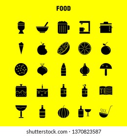 Food  Solid Glyph Icons Set For Infographics, Mobile UX/UI Kit And Print Design. Include: Kettle, Pot, Kitchen, Food, Pot, Collection Modern Infographic Logo and Pictogram. - Vector