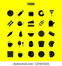 Food Solid Glyph Icons Set For Infographics, Mobile UX/UI Kit And Print Design. Include: Biscuit, Sweet, Food, Meal, Sausage, Meat, Food, Meal, Collection Modern Infographic Logo and Pictogram. Vector