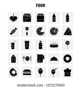 Food  Solid Glyph Icons Set For Infographics, Mobile UX/UI Kit And Print Design. Include: Food, Ice Cream, Meal, Food, Soup, Meal, Food, Collection Modern Infographic Logo and Pictogram. - Vector