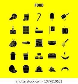 Food  Solid Glyph Icons Set For Infographics, Mobile UX/UI Kit And Print Design. Include: Chef Hat, Hat, Kitchen, Cooking, Slice, Piece, Food, Collection Modern Infographic Logo and Pictogram. - Vecto