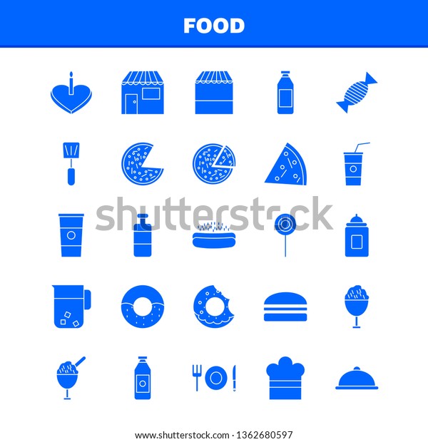 Food  Solid Glyph Icons Set For Infographics,\
Mobile UX/UI Kit And Print Design. Include: Food, Ice Cream, Meal,\
Food, Soup, Meal, Food, Collection Modern Infographic Logo and\
Pictogram. - Vector