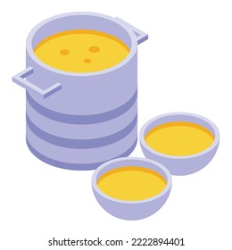 Food soup volunteer icon isometric vector. Donate feed. Homeless meal