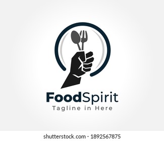 food spirit power hand clenched logo, icon, symbol design illustration