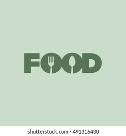 Food with Spoon and Fork Logotype concept negative space