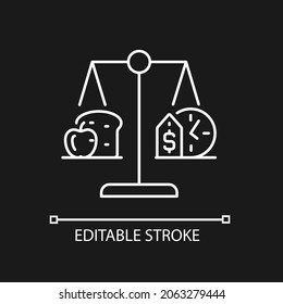 Food Stability Linear Icon For Dark Theme. Ability To Have Food Access Any Time. Adequate Nutrition. Thin Line Customizable Illustration. Isolated Vector Contour Symbol For Night Mode. Editable Stroke