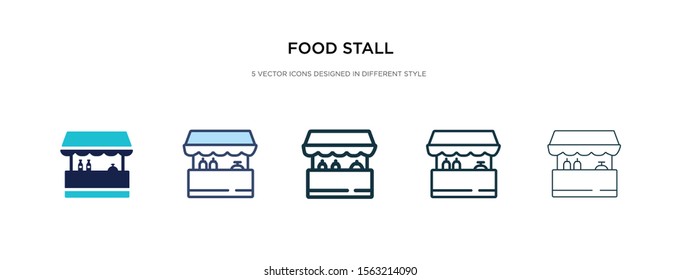food stall icon in different style vector illustration. two colored and black food stall vector icons designed in filled, outline, line and stroke style can be used for web, mobile, ui