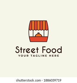 Food Stall Icon Logo Vector Design With a Cart or Stall Illustration