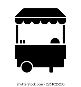 Food stall icon. Trade cart. Food kiosk and trolley vector illustration.