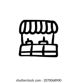 food stall icon in vector. Logotype - Doodle