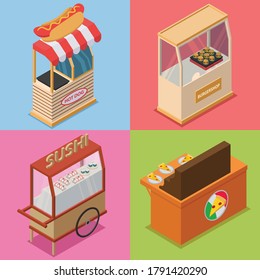 Food Stall Isometric Illustration Pack