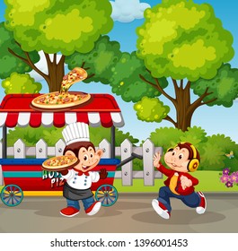 Food stall in the park illustration