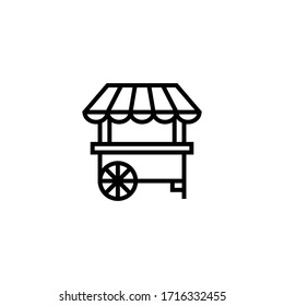 Food stall vector icon in linear, outline icon isolated on white background