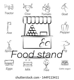 food stand hand draw icon. Element of farming illustration icons. Signs and symbols can be used for web, logo, mobile app, UI, UX