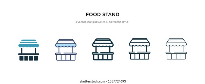 food stand icon in different style vector illustration. two colored and black food stand vector icons designed in filled, outline, line and stroke style can be used for web, mobile, ui