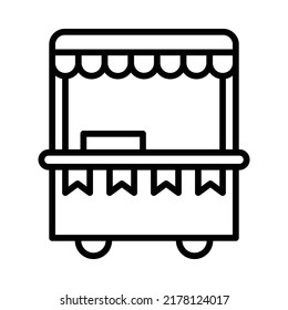 Food Stand Icon. Line Art Style Design Isolated On White Background