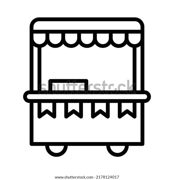 Food Stand Icon. Line Art Style Design\
Isolated On White\
Background