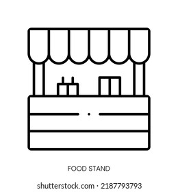 Food Stand Icon. Linear Style Sign Isolated On White Background. Vector Illustration