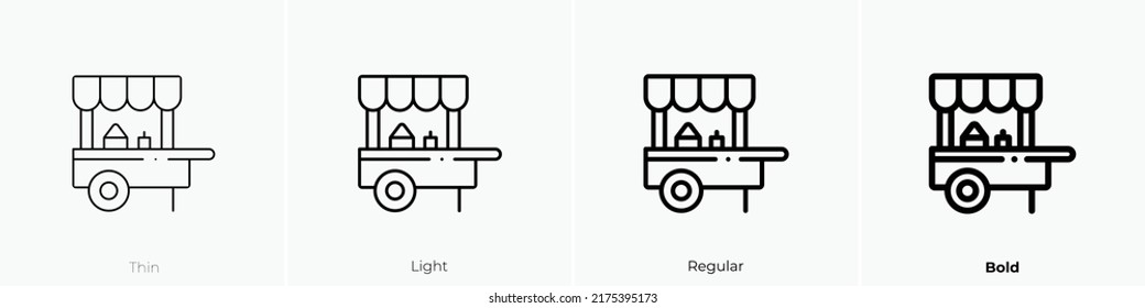 Food Stand Icon. Thin, Light Regular And Bold Style Design Isolated On White Background