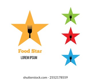 Food Star Best Chef Concept Different Colors. Eating and restaurant industry vector art