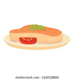 Food steak icon cartoon vector. Spanish tapas. Meat tomato
