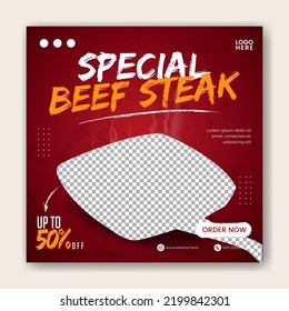 Food Steak Social Media Promotion And Banner Post Design Template