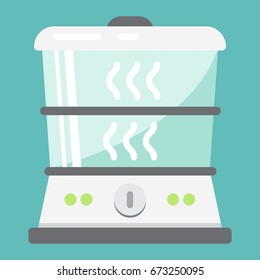 Food Steamer flat icon, kitchen and appliance, vector graphics, a colorful solid pattern on a white background, eps 10.