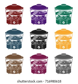 Food steamer icon in black style isolated on white background. Household appliance symbol stock vector illustration.