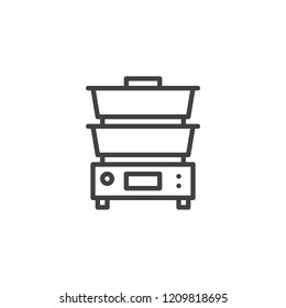 Food Steamer outline icon. linear style sign for mobile concept and web design. Pressure Cooker simple line vector icon. Symbol, logo illustration. Pixel perfect vector graphics