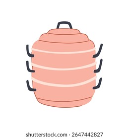 bolinhos de legumes, frutos do mar saudáveis, sinal de bambu inoxidável do vapor de comida. símbolo isolado ilustração vetor