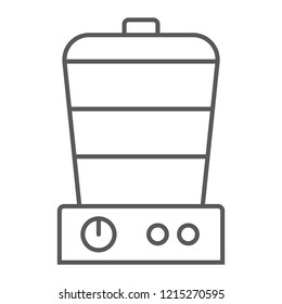 Food steamer thin line icon, electric and kitchen, kitchenware sign, vector graphics, a linear pattern on a white background, eps 10.