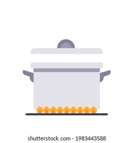 Food step vector. free space for text. wallpaper. background. Hot pot vector. Boil water.
