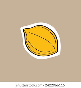 Food sticker of colorful set. This cute illustration showcase a cartoon design of a nut set against a soothing pastel backdrop. Vector illustration.