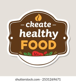 food sticker label vector illustration design