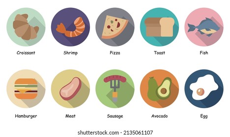 Food stickers collection set, cartoon style flat design Premium Vector