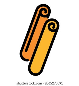 Food sticks cinnamon icon. Outline food sticks cinnamon vector icon color flat isolated