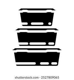 Contenedor de almacenamiento de alimentos Paquete de plástico Glifo icono Vector. Contenedor de almacenamiento de alimentos Plástico paquete signo