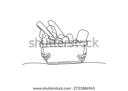 Food Storage Container. Preparation for 7 days without electricity Concept. Single line draw design Video 4k. Footage graphic illustration
